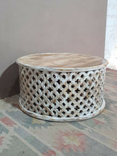 Bristol Indian Solid Wood Hand Carved Round Coffee Table White 80x80x40 cm